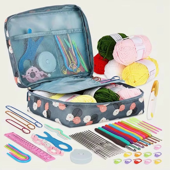 NEW 59-Piece Complete Crochet Kit Starter Beginners Kids W/ Yarn Knitting Tools - Picture 4 of 9